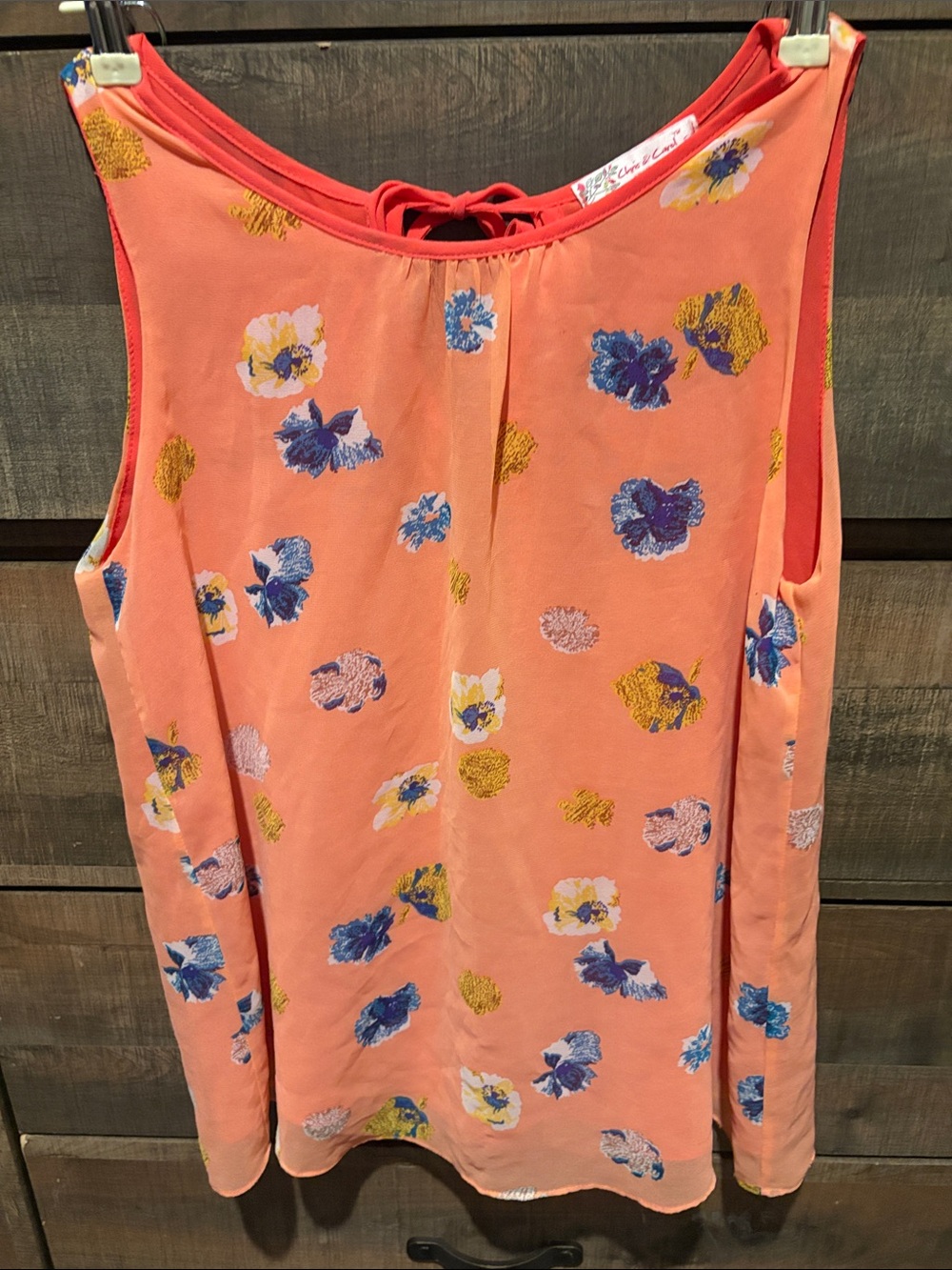 Chris & Carol Coral Floral Sleeveless Tank Top